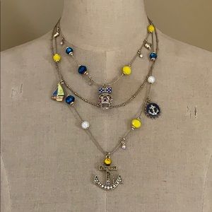 Betsey Johnson Layered Nautical Skull Necklace